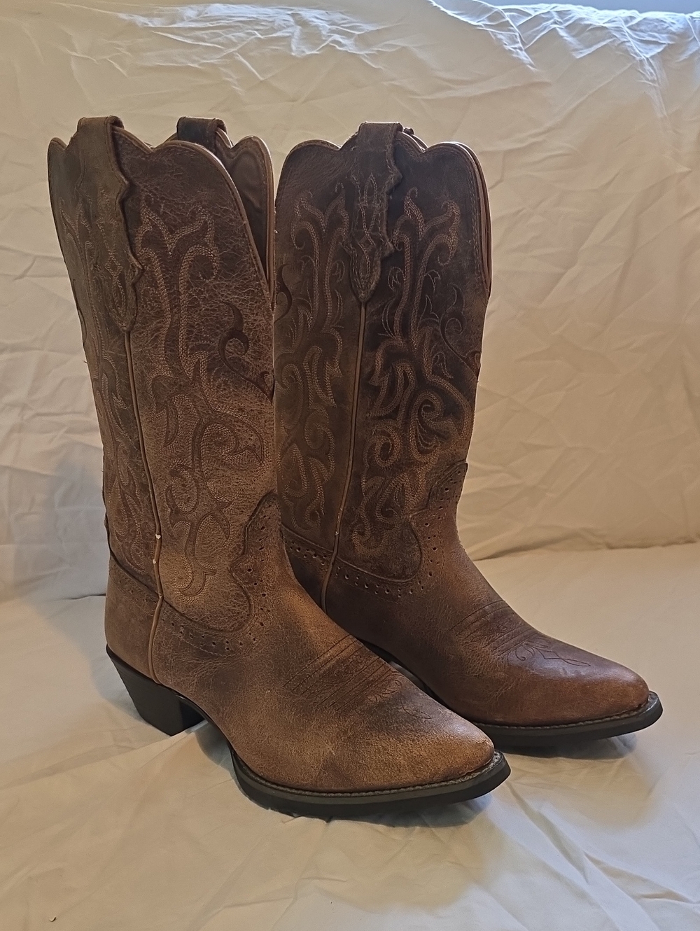 Justin Boots Brown Embroidered Women's Cowgirl Western Boots